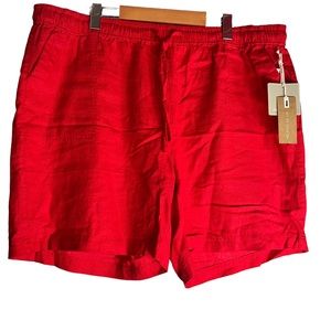 NEW JL Jules & Leopold Red Relax Fit Linen Blend Shorts Womenโs Plus Size 2X